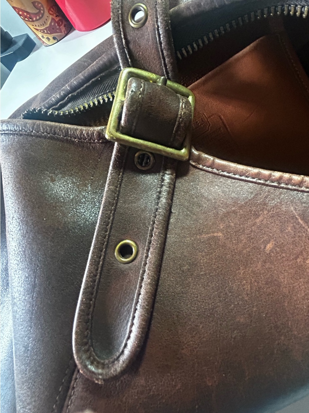 Vintage Coach Duffle Sac Handbag 9085 Brown Leather New York City - Picture 7 of 14